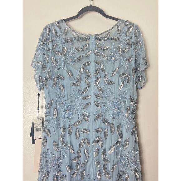 NWT ADRIANNA PAPELL DRESS GOWN 16W BLUE MOTHER OF THE BRIDE FORMAL EVENING - Picture 13 of 15